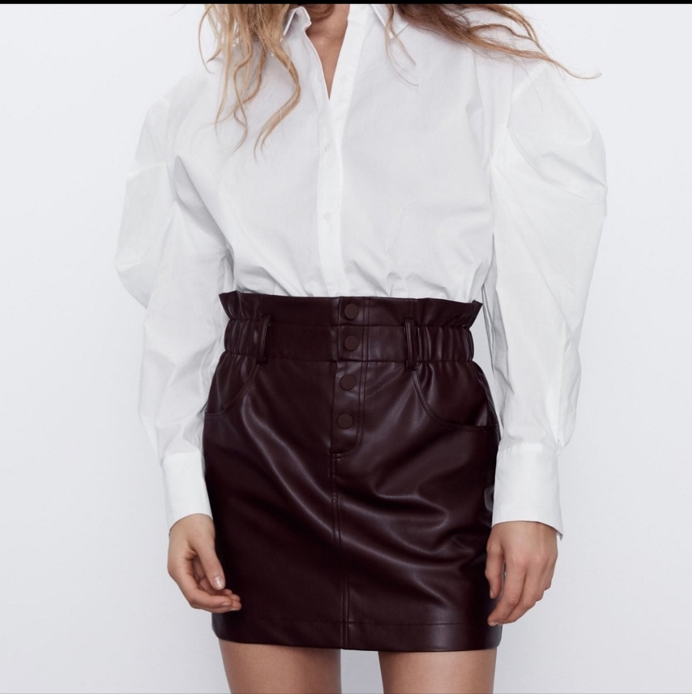 NWOT Zara Faux Leather Skirt, Large